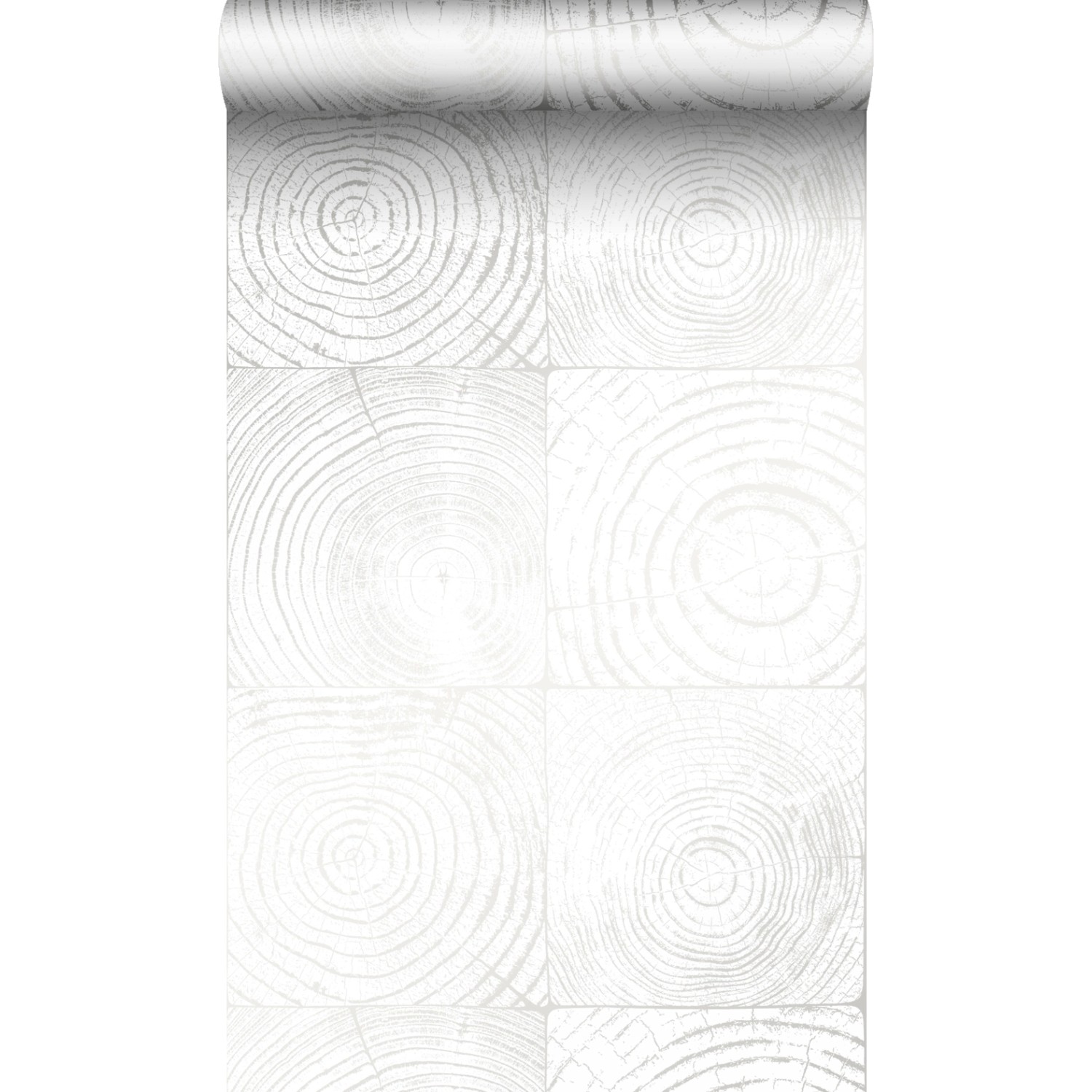 Origin Wallcoverings Tapete Querschnitte von Baumstämmen Weiß und Silber 53 günstig online kaufen