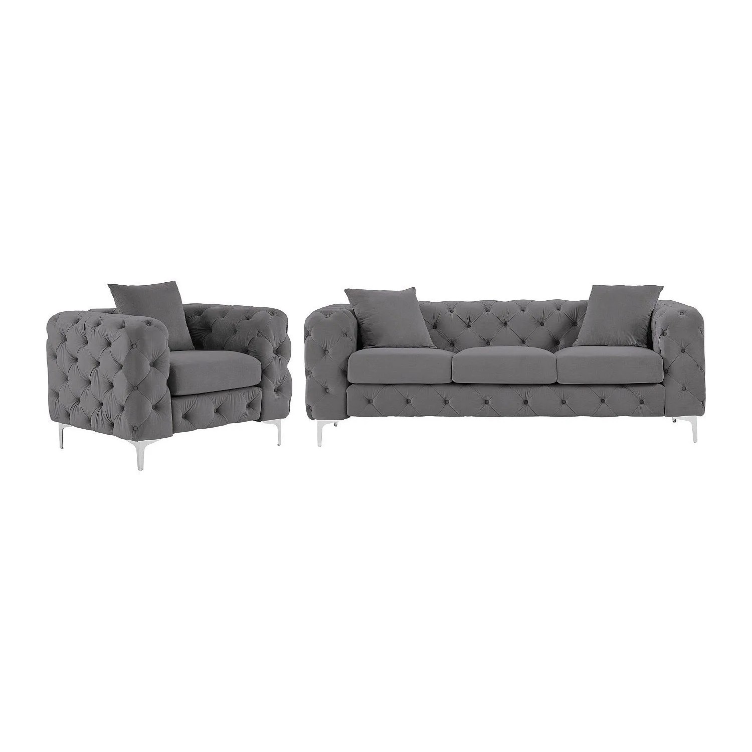 Vente-unique Couchgarnitur Mit Sessel Edwina Anthrazitgrau 106 cm  220 cm