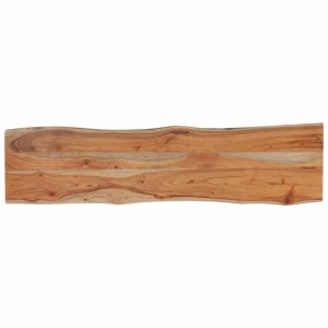 Massive Akazienholz Tischplatte 180x40cm mit Baumkante. Rustikale Möbelbauplatte für Tische und Regale.