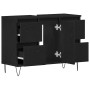 vidaXL Waschbeckenschrank, schwarz Eichen-Optik, mit Tür und Schubladen, 80x33x60 cm.