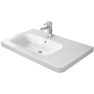 Weißes Duravit DuraStyle Möbelwaschbecken, 80 cm, mit Hahnloch und WonderGliss Beschichtung.