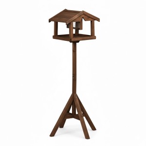 Relaxdays Vogelfutterhaus mit Ständer Tannenholz Braun Imprägniert 117 cm x 50 cm x 50 cm 2,3 kg