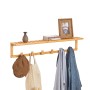 SoBuy Wandgarderobe FHK06-N aus Bambus mit Ablage und Haken für Flur, Bad oder Küche.