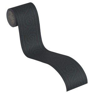 A.S. Création Borte, selbstklebend, mit Wellenmuster in Schwarz-Metallic, 5 m x 8 cm.