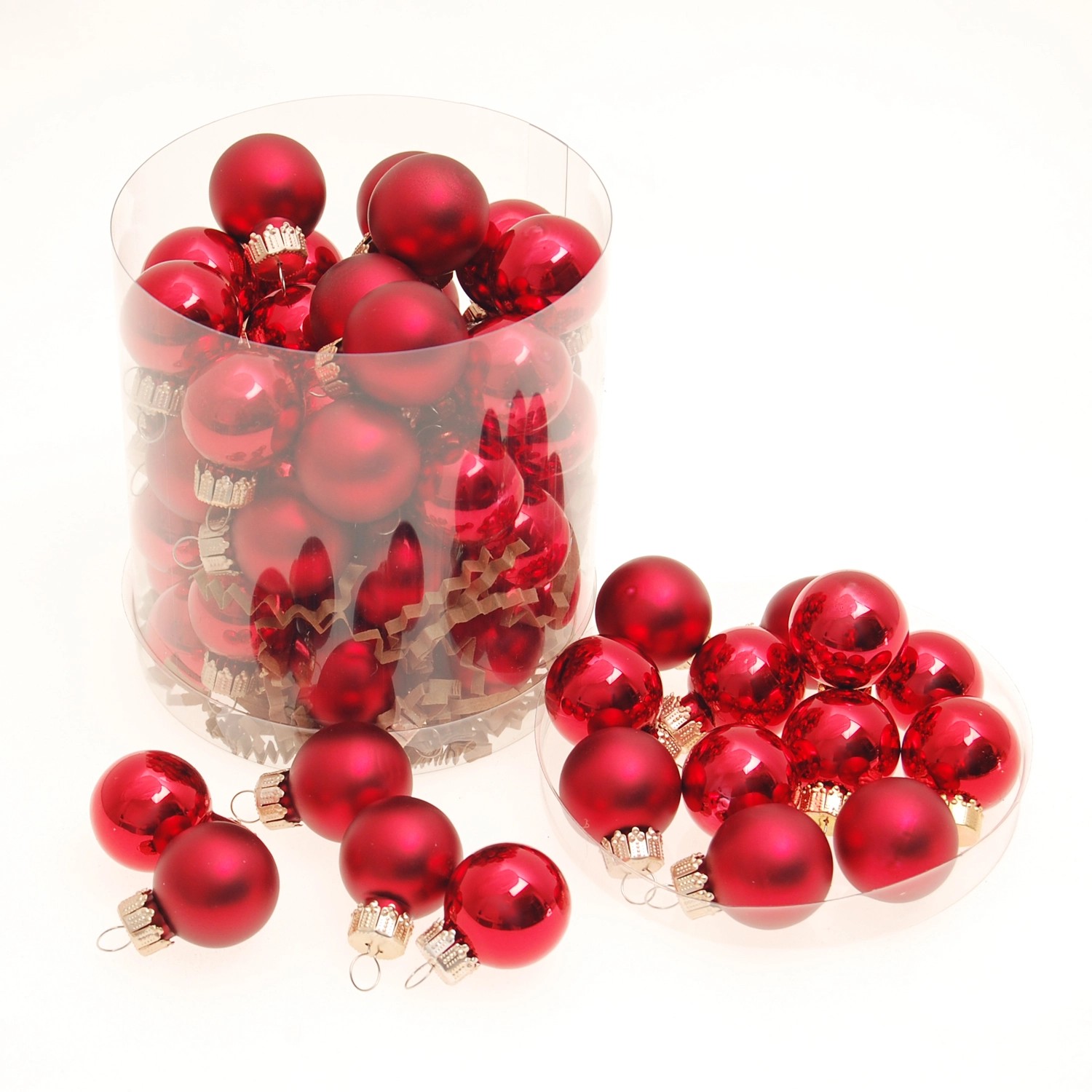Krebs Glas Lauscha Weihnachtskugeln Mini Rot 3cm