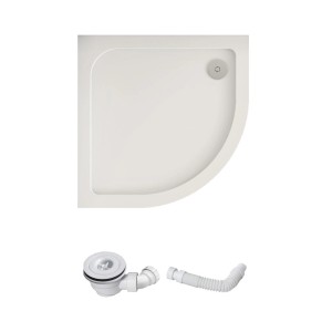 Duschparadies Duschwanne Duschtasse 80x80x3cm für Duschkabine Dusche Kunststein Acrylbeschichtung Runddusche Weiß mit Ablaufabdeckung Ablaufgarnitur