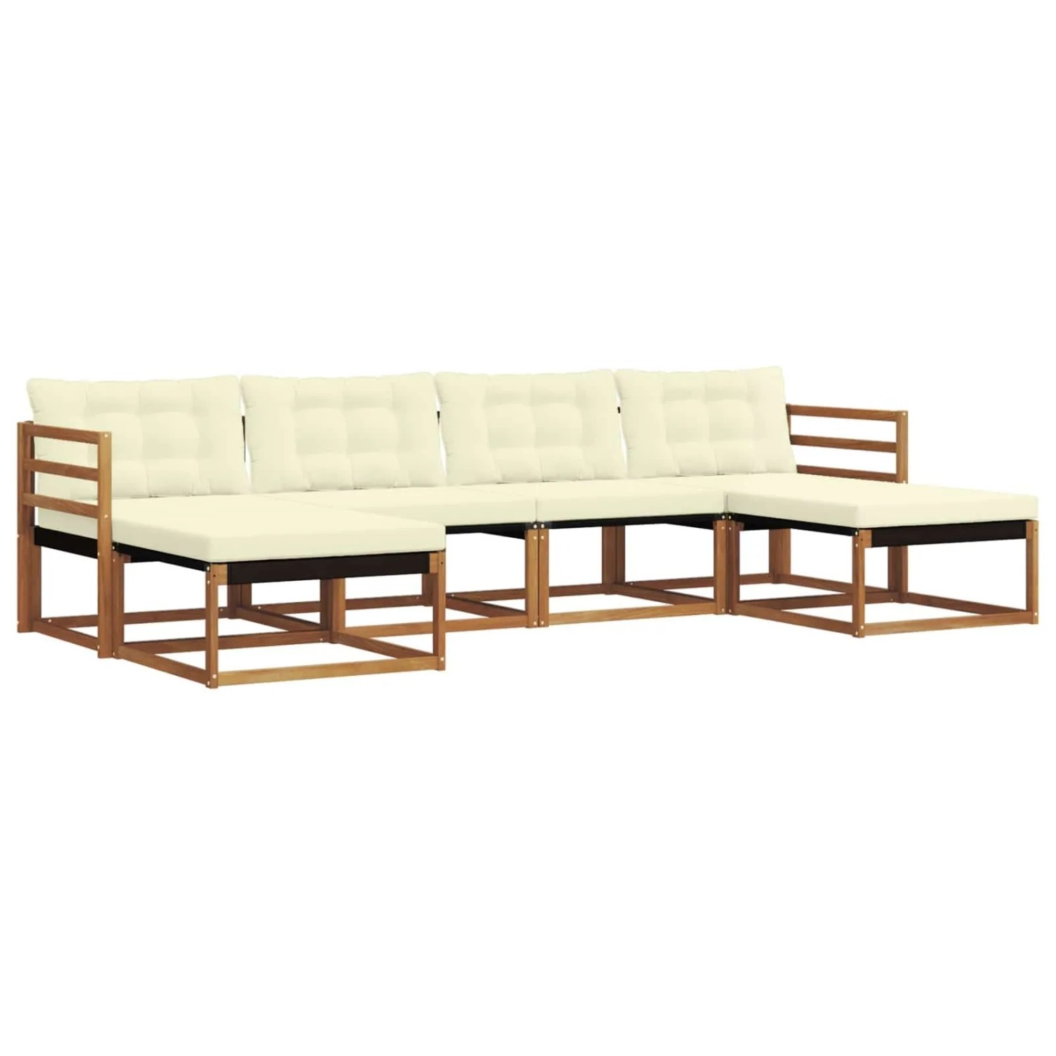 vidaXL Outdoor-Sofagarnitur mit Kissen 6-Tlg Natur und Creme 3369709