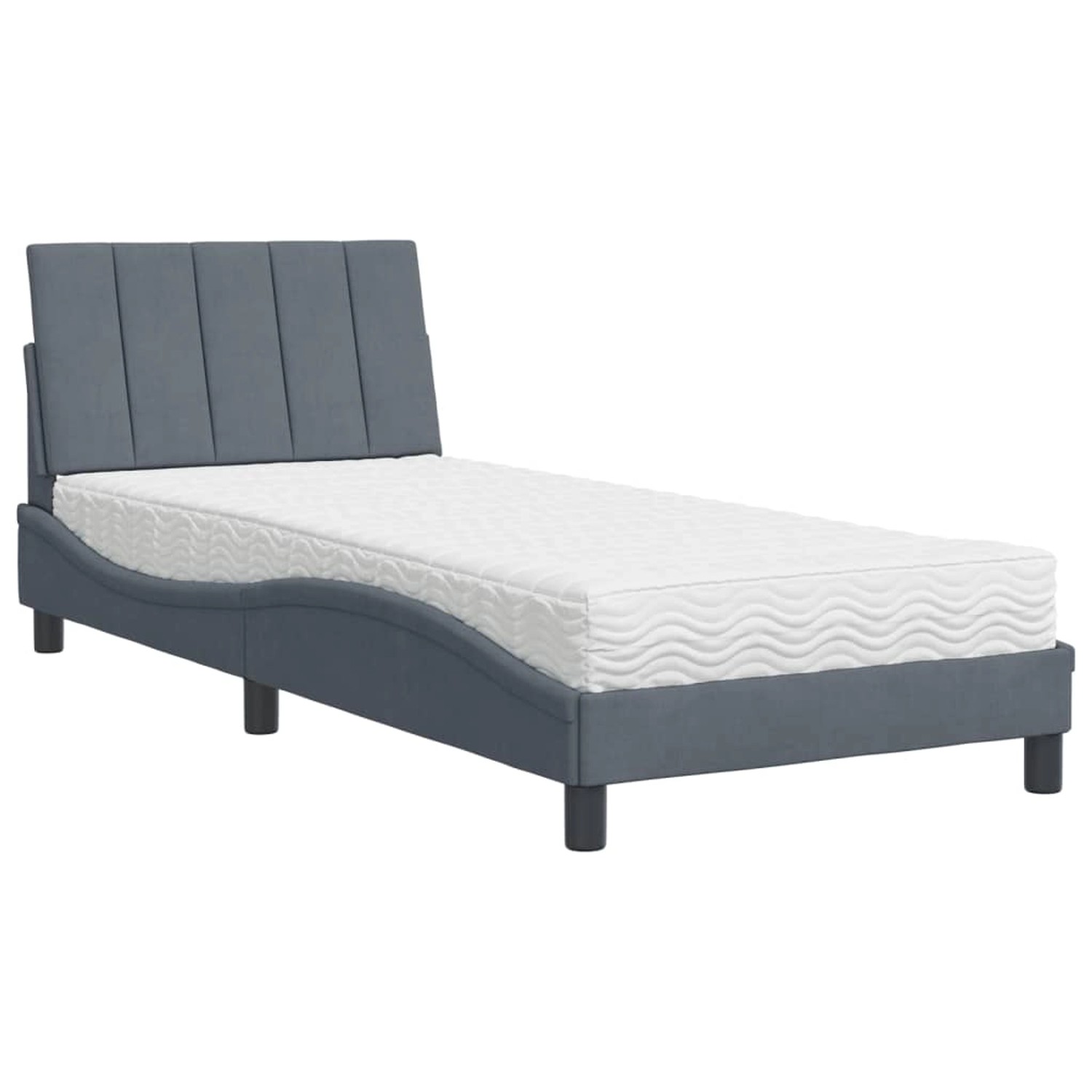 vidaXL Bett mit Matratze Dunkelgrau 90x200 cm Samt2009575 günstig online kaufen