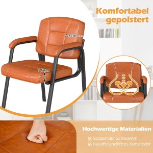 Costway Konferenzstühle 2er Set Wartezimmerstühle Bürostühle Braun