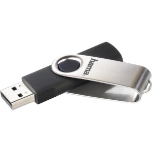 Hama USB-Stick FlashPen Rotate 2.0, 8 GB, schwarz/silber, für Datenspeicherung.