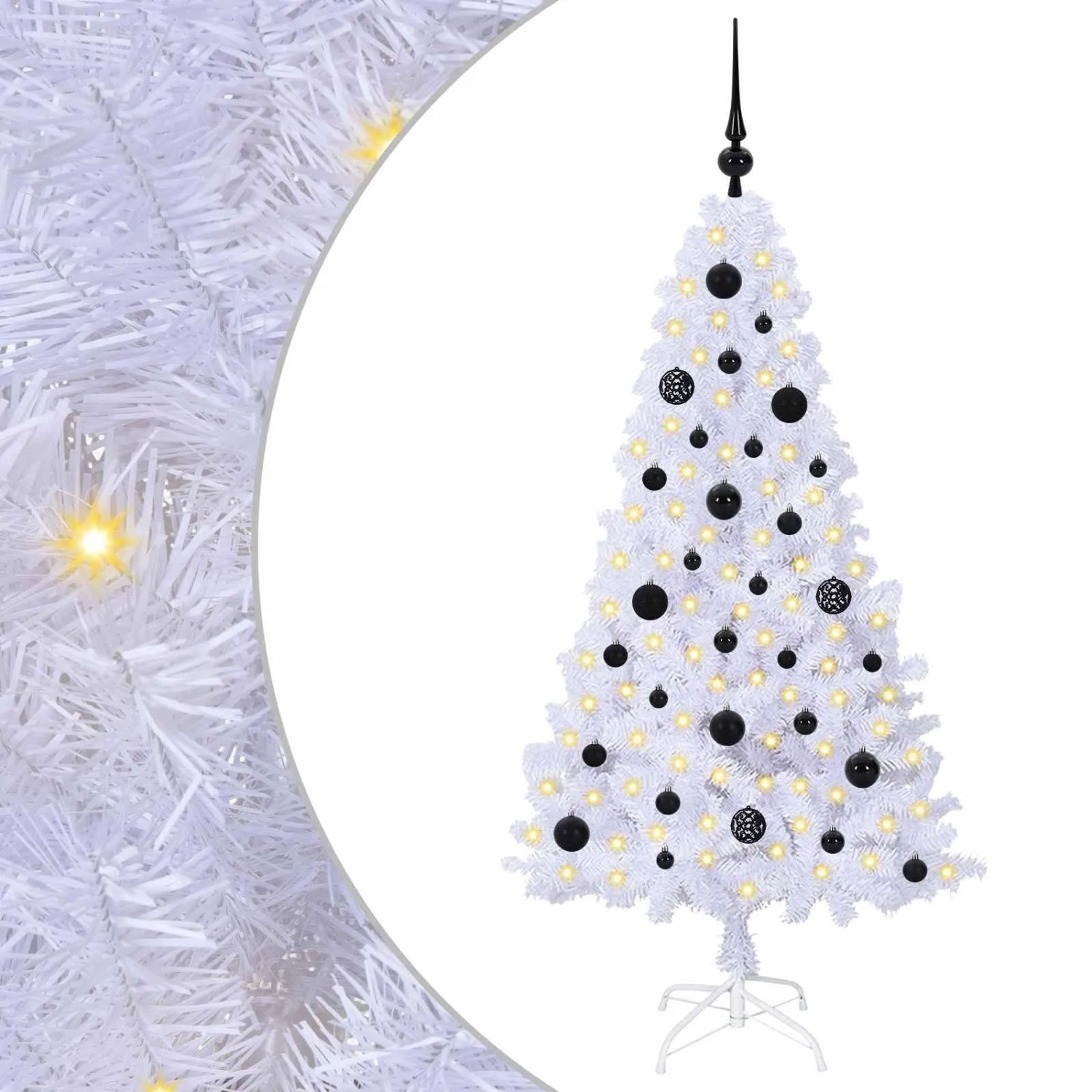 vidaXL Künstlicher Weihnachtsbaum Weiß 150 cm PVC und Stahl 3426759