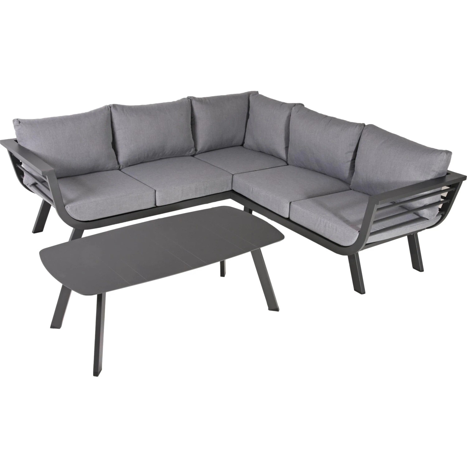 DELUKE Gartenloungeset GERRIT Alu-Polyester Grau Gartenmöbel Set Garten Loungegruppe Lounge-Set Pool Loungegarnitur
