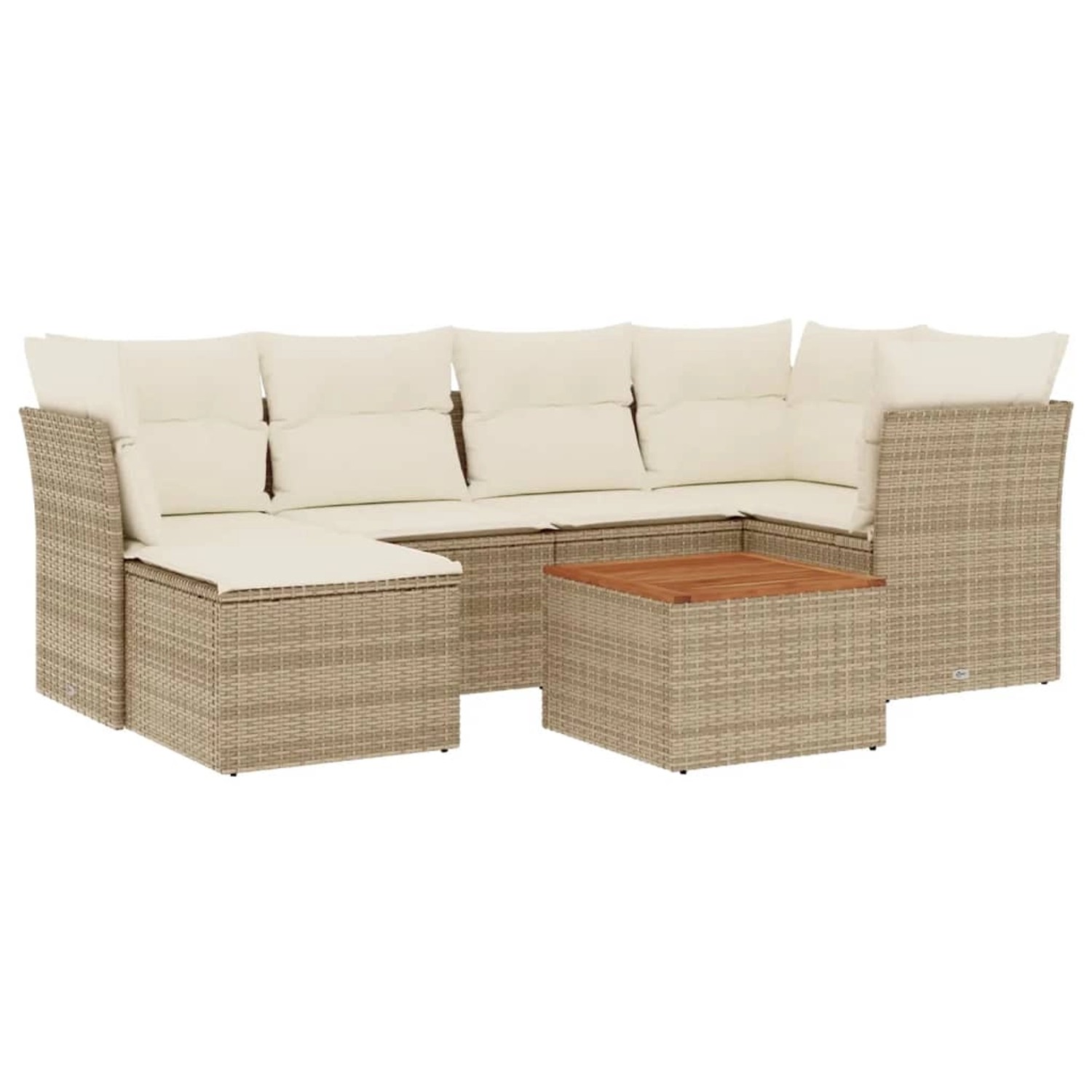vidaXL 7-Tlg Garten-Sofagarnitur mit Kissen Beige Poly Rattan 3256079 günstig online kaufen
