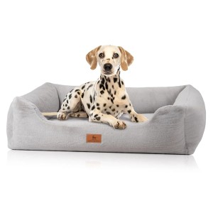 Graues Knuffelwuff Hundebett Schnuffelupagus Orthopädisch Kunstfell XXL mit Dalmatiner.