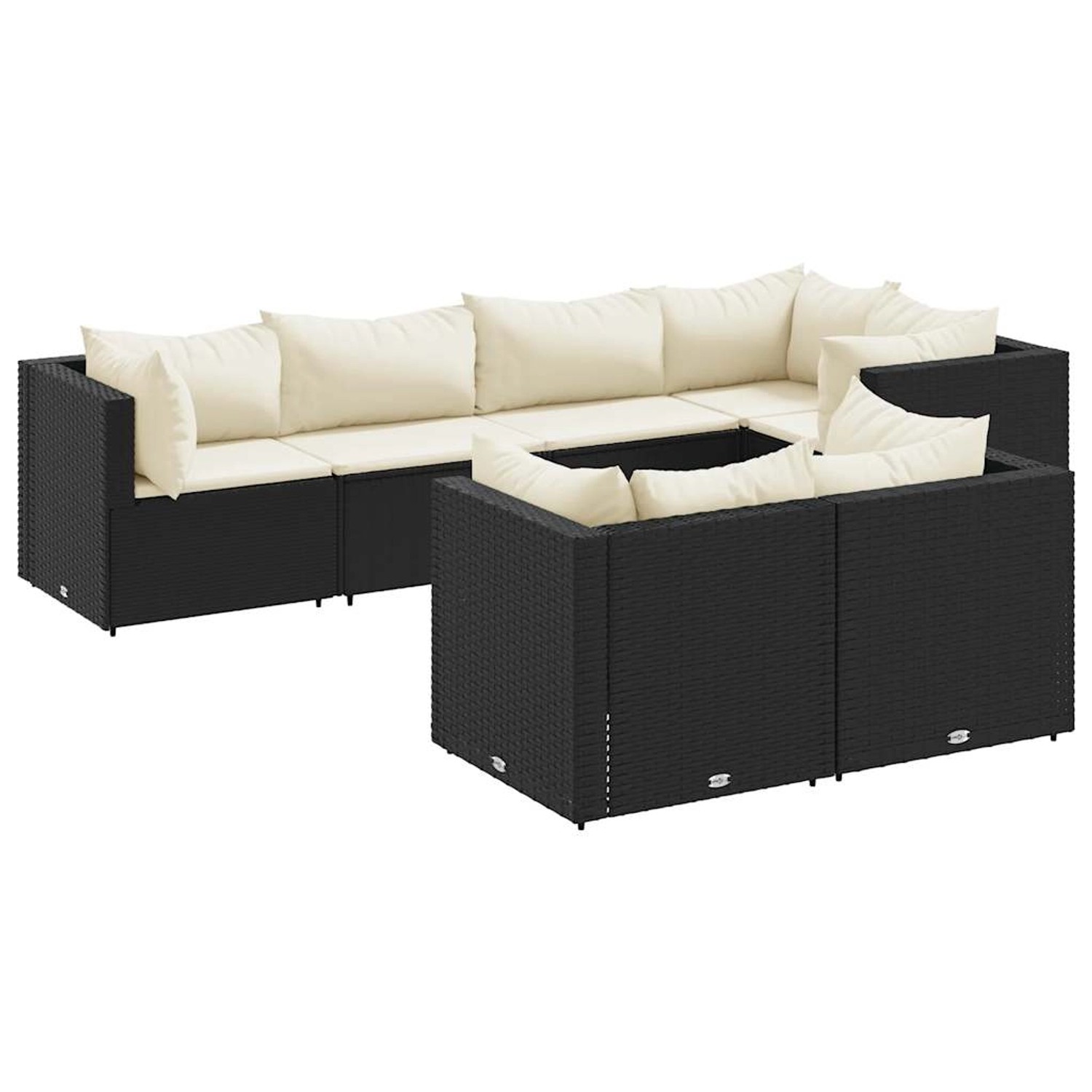 vidaXL 7-Tlg Garten-Lounge-Set mit Kissen Schwarz Poly Rattan 3308184 günstig online kaufen