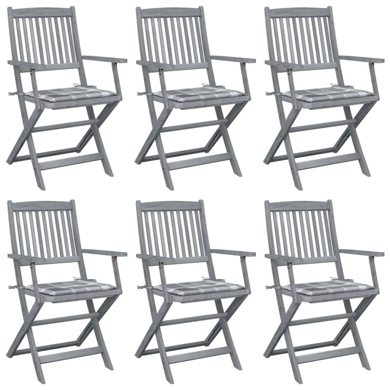 vidaXL Klappbare Gartenstühle 6 Stk mit Kissen Massivholz Akazie 3065421 günstig online kaufen