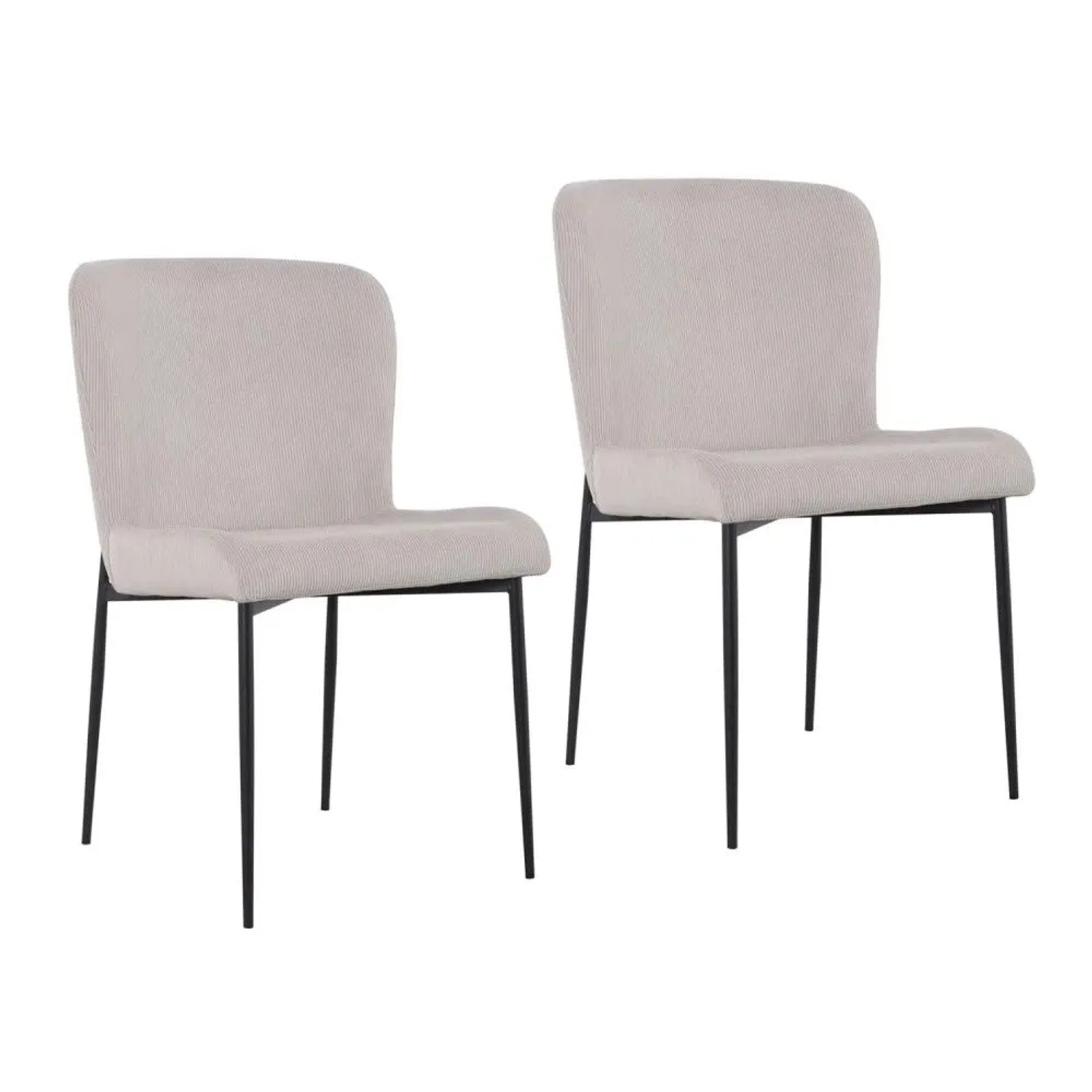 Svita Freddie Esszimmerstuhl 2er Set Cordbezug Polsterstuhl Esszimmer Küchenstuhl Bequem Metallbeine Beige