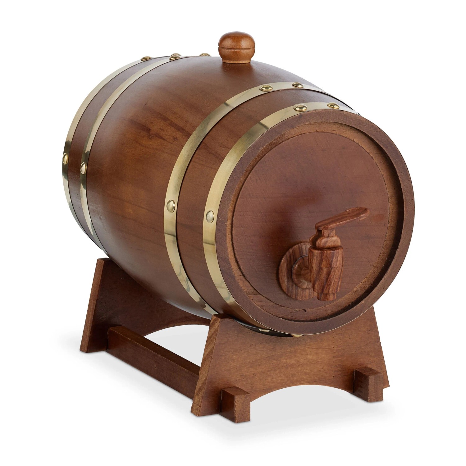 Relaxdays Whiskyfass Holz Dunkelbraun Mit Zapfhahn 25 cm x 18,5 cm x 28 cm 1 kg