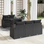 vidaXL Garten-Sofa-Set, 6-teilig, schwarz, Poly Rattan. Gartenmöbel mit Tisch und Auflagen.