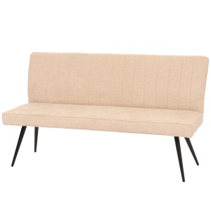 BERLINLODGE Sitzbank 90x160x60cm Sitzhöhe 48cm Rückenlehne Stoff/Textil Chenille Metall 160cm Creme-Beige