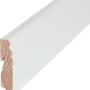 Weiße Massivholz Sockelleiste, 80x18x2400 mm, für harmonischen Wandabschluss.