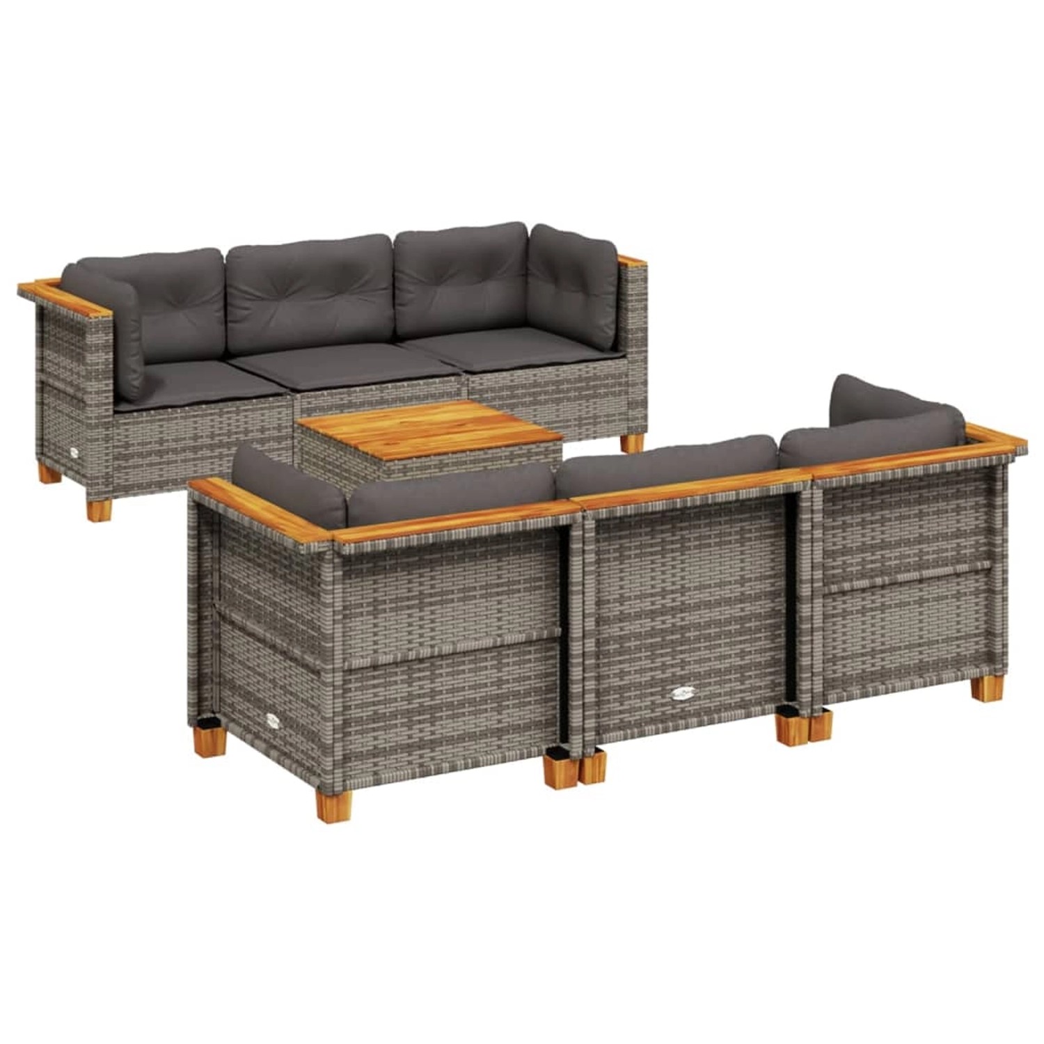 vidaXL 7-Tlg Garten-Sofagarnitur mit Kissen Grau Poly Rattan 3261738 günstig online kaufen