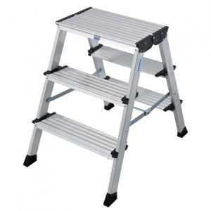 Krause Treppo Klapptritt mit 2x3 Stufen aus Aluminium, ideal für Montagearbeiten.