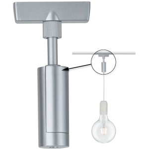 Paulmann Urail Pendeladapter in Chrom Matt für Schienensysteme, mit montierter Lampe.