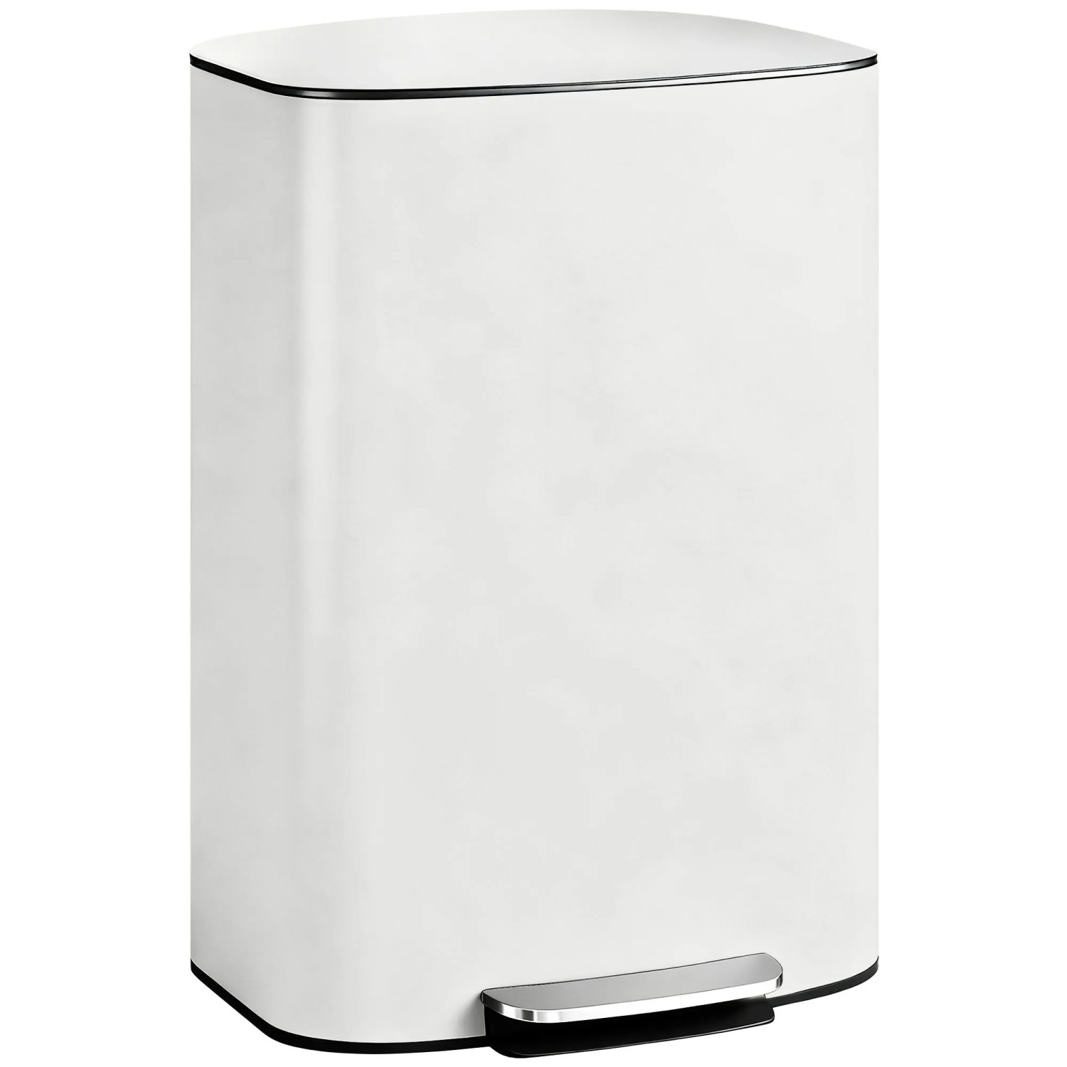HOMCOM Trash Can Edelstahl 45,1L x 36,5B x 62,2H cm Cremeweiß