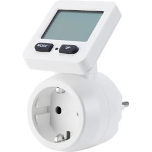 Energiekostenmessgerät, 3.860 W, für die Hausfunksteuerung mit Display und Tasten.