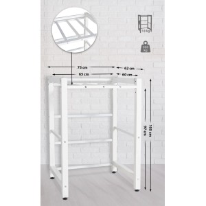 DELUKE Waschmaschinengestell KAMED Stahl 105x75x62cm Universal Waschmaschinenregal Waschmaschinenuntergestell Zwischenbau Weiß