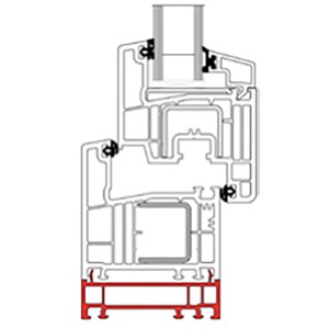 Querschnitt des weißen KM Meeth Verbreiterungsprofils für Fenster, 20x70x1400 mm.