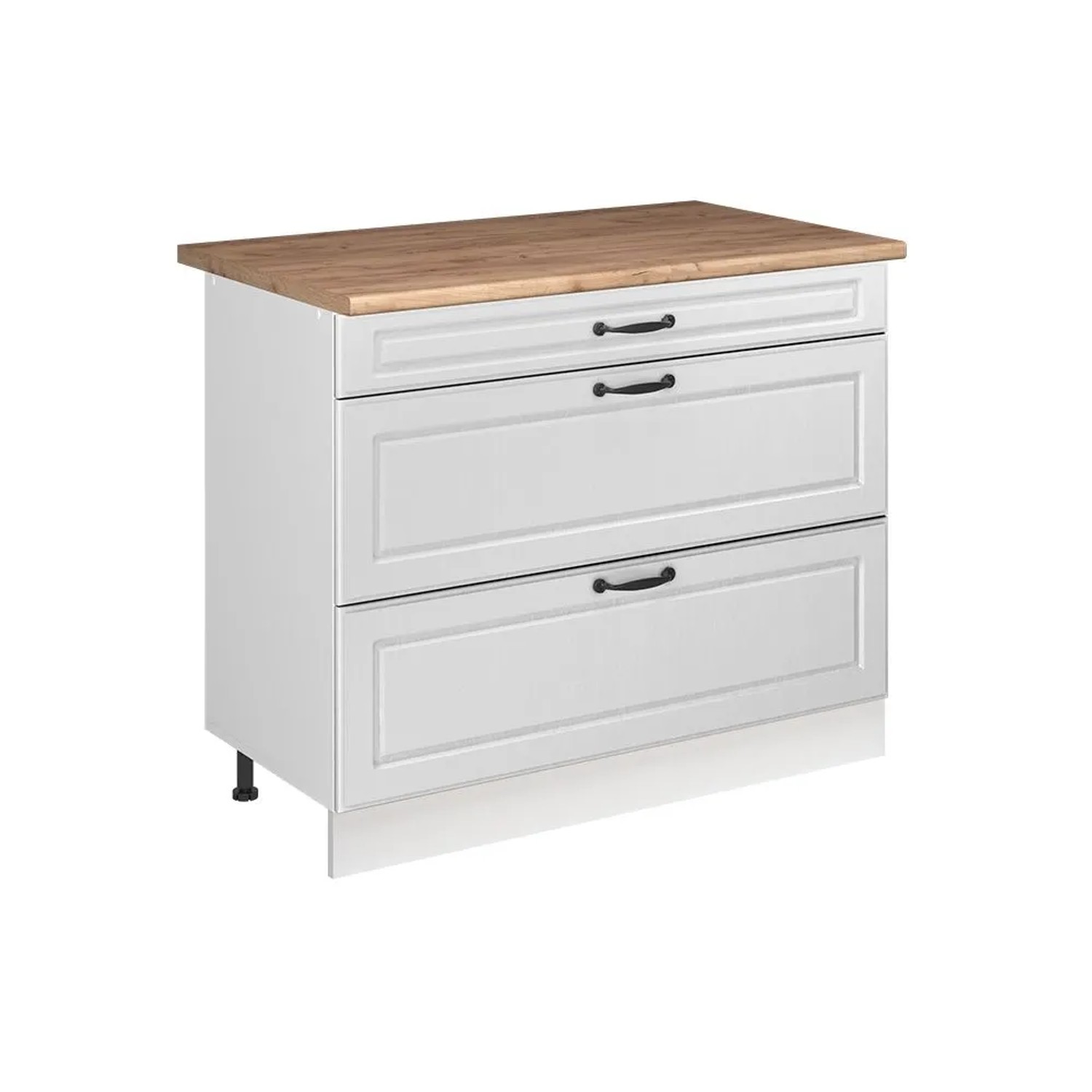 Vicco Küchenunterschrank R-Line Weiß Landhaus/Weiß 100 x 82 Arbeitsplatte Goldkraft Eiche Art Nr 71521