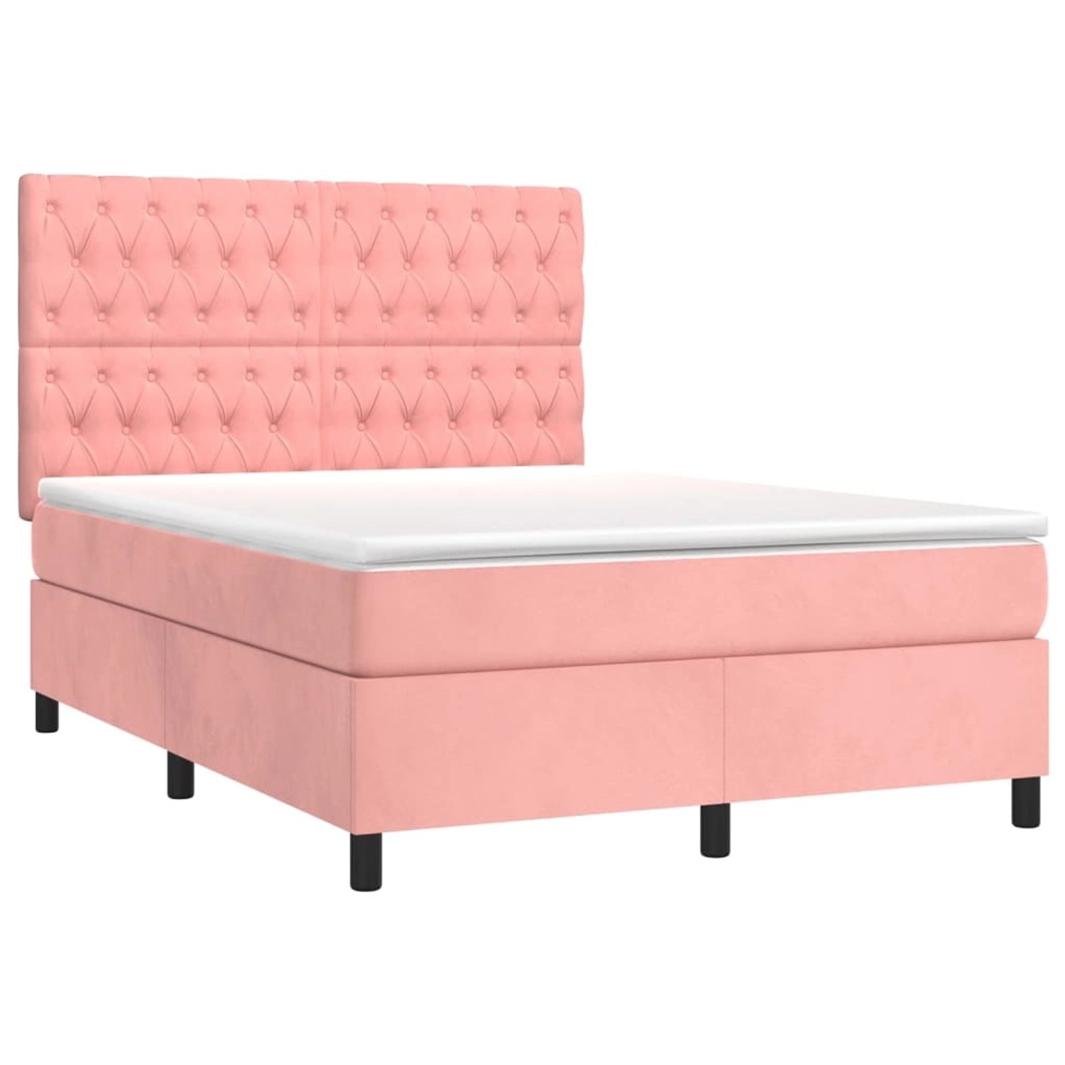 vidaXL Boxspringbett mit Matratze & LED Rosa 140x190 cm Samt 3136304 günstig online kaufen