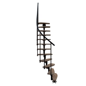 Minka Raumspartreppe Monte Carlo, Buche/Schwarz, mit gewendelten Holzstufen und Metallgeländer.