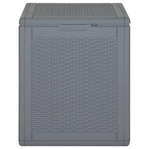 Graue furnicato Gartenbox aus PP Rattan mit 90L Fassungsvermögen.