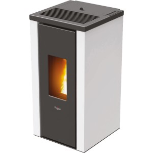 PEGASO Pelletofen Vera, Stahl weiß, 7 kW mit Automatik. Moderner Pelletofen für gemütliche Wärme.