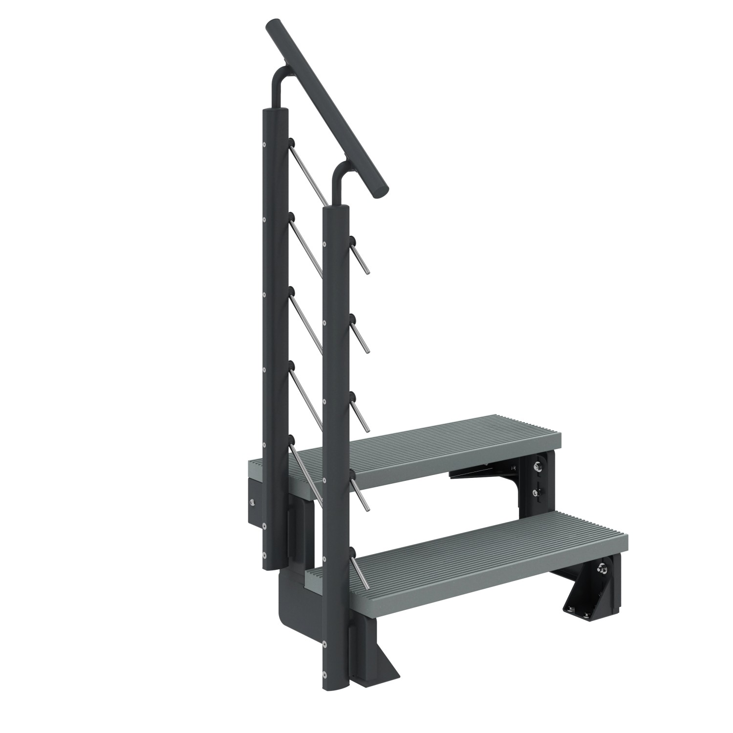 Dolle Außentreppe Gardentop Anthrazit 2 Stufen 100 cm Grau inkl. Geländer günstig online kaufen