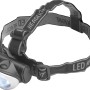 LED Kopflampe LX328, silber-schwarz, mit verstellbarem Kopfband für Sport und Freizeit.