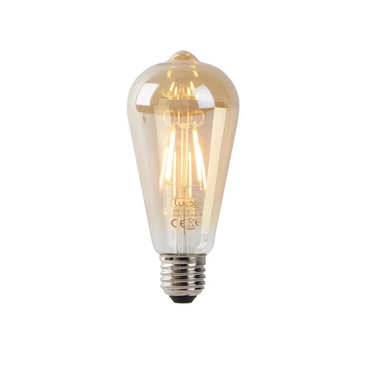 LUEDD E27 LED Glühbirne ST64 Gold mit Dämmerungssensor 4W 400,m 2200K