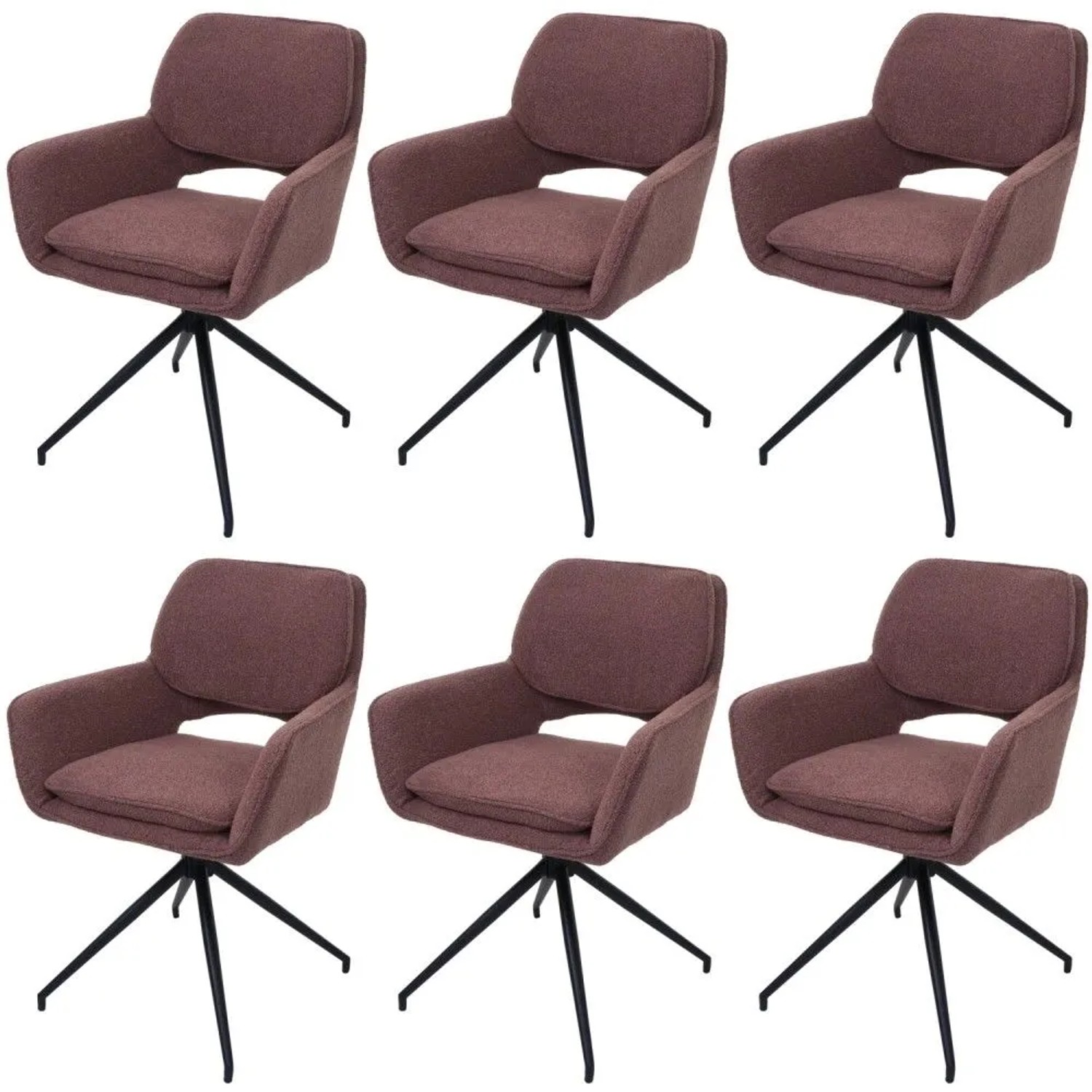 MCW Esszimmerstuhl N74 6er-SetStoff Boucle 540g/m² Hellbraun