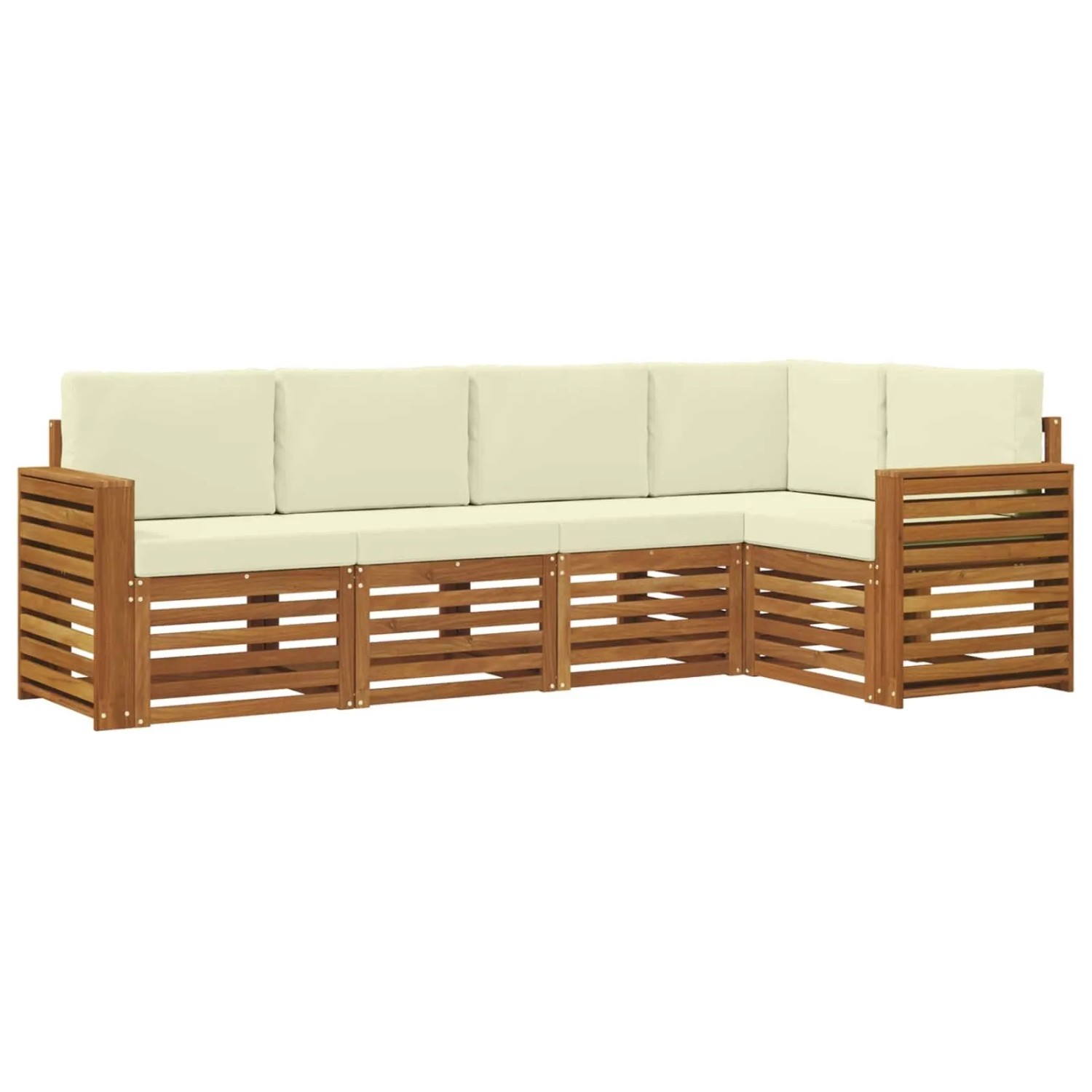 vidaXL Sofagarnituren 5 Tlg Natur und Creme Massivholz Akazie 3374815