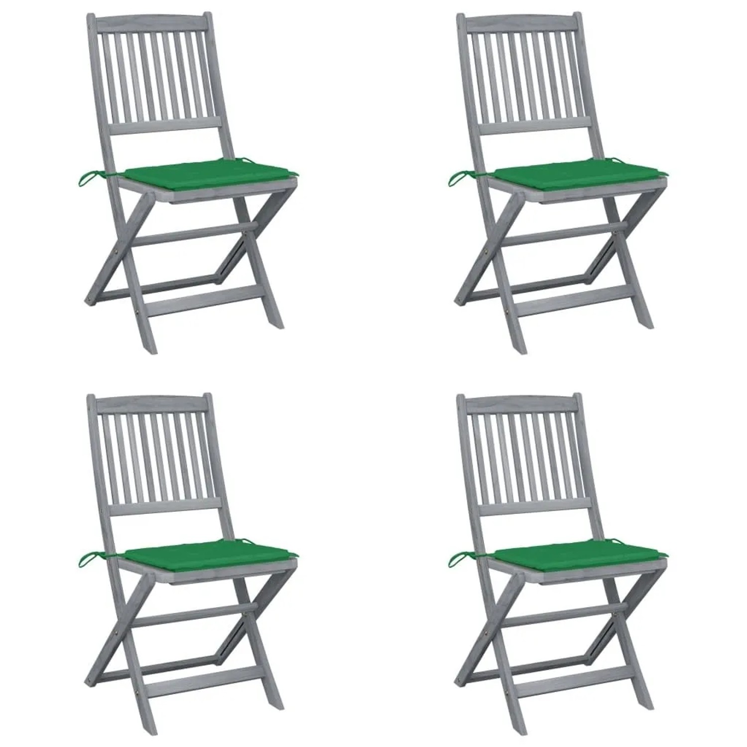 vidaXL Klappbare Gartenstühle 4 Stk mit Kissen Massivholz Akazie 3064568