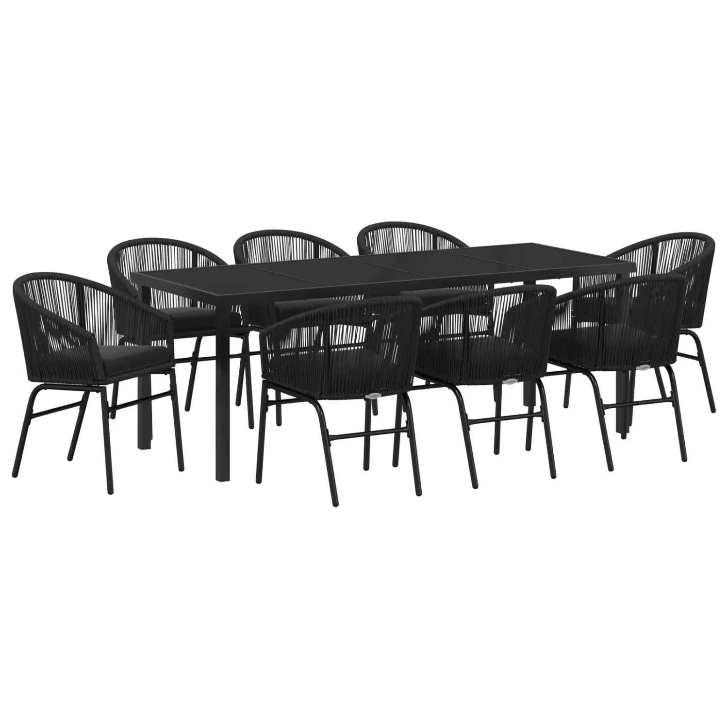 vidaXL Garten Essgruppe 9-Tlg Schwarz Poly Rattan 3379351