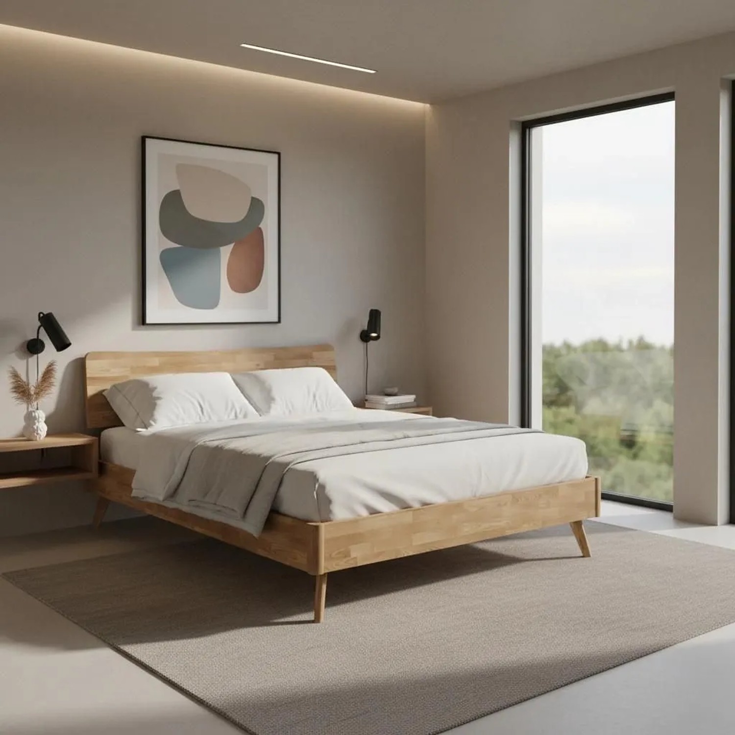 Bessagi Home Bett Danzig ca. 160x200 cm Wildeiche Echtholz