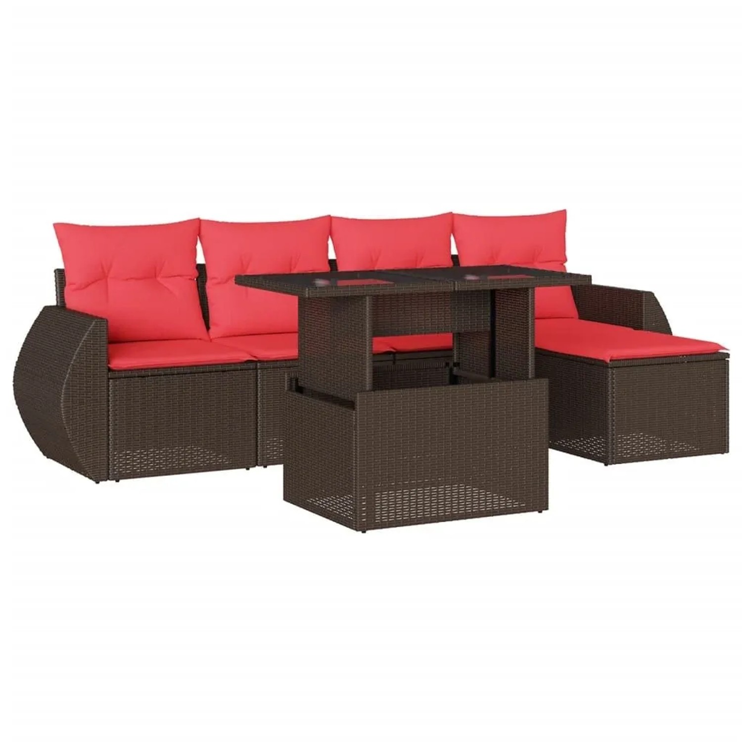 vidaXL 6-Tlg Gartensofa-Set mit Kissen Braun Polyrattan 3268504 günstig online kaufen