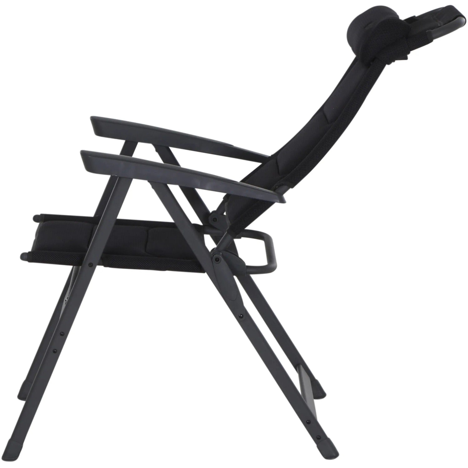 Siena Garden Campingsessel Premium, anthrazitfarbener Klappstuhl mit AirMesh-Bezug und verstellbarer Rückenlehne.