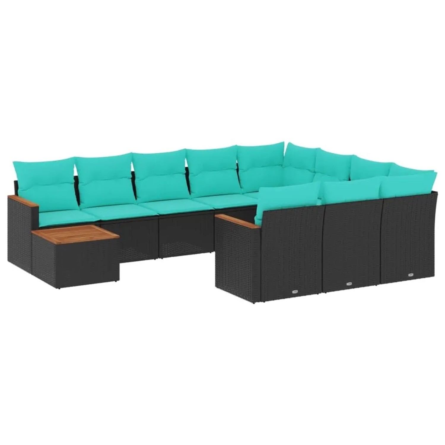 vidaXL 11-Tlg Gartensofa-Set mit Kissen Schwarz Polyrattan 3226365 günstig online kaufen