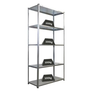 PROREGAL Schraubregal Haldor HxBxT 180x90x40cm 5 Stahlplatten-Ebenen Fachlast 100 kg Verzinkt