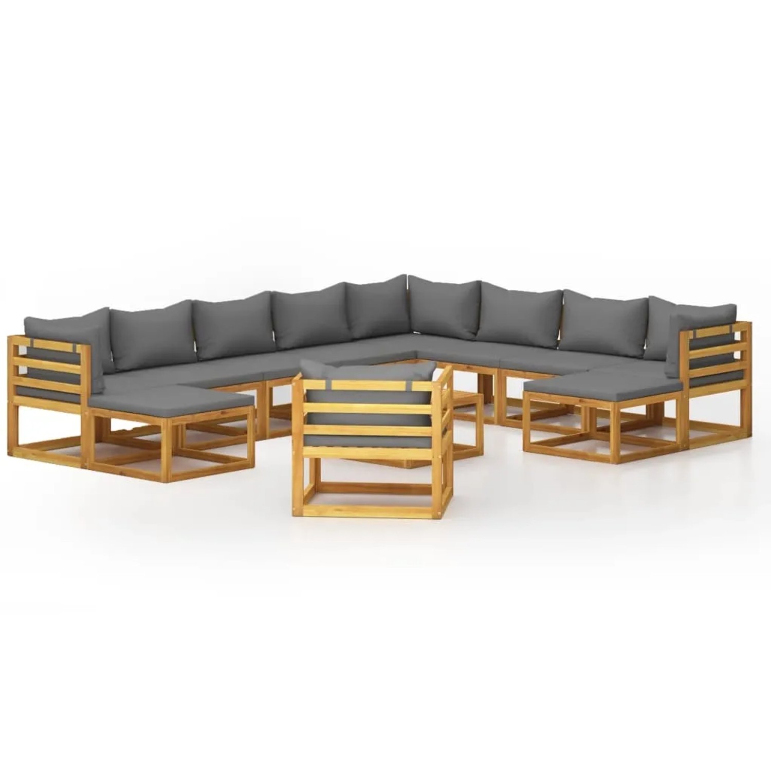 vidaXL 12-Tlg Garten-Lounge-Set mit Auflagen Massivholz Akazie 3057618